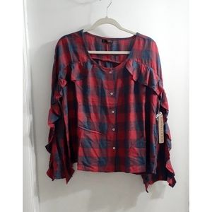 Tinseltown plaid blouse